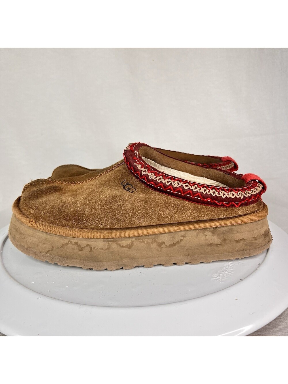 UGG Tazz Chestnut Platform Shoes Slippers Suede Women’s Size 9